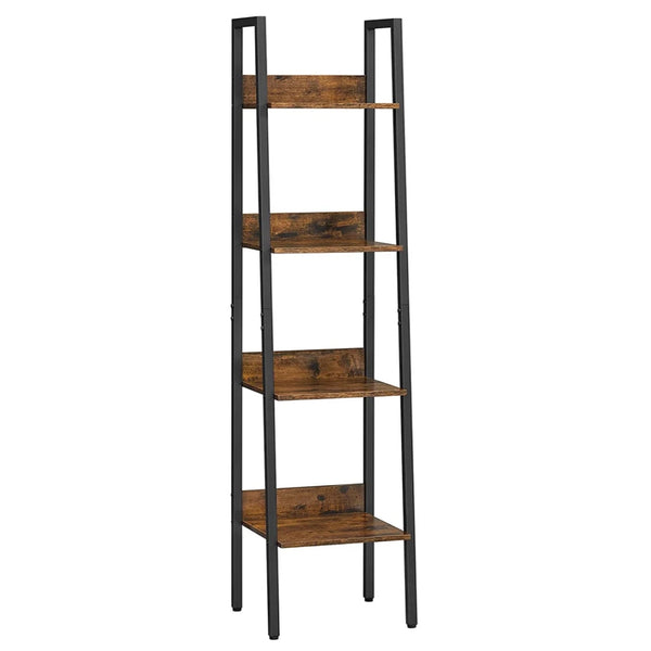 Libreria a 4 ripiani mobile contenitore indipendente per soggiorno camera da letto cucina struttura in acciaio facile da montare stile industriale 140 cm marrone rustico e nero 12_0003498