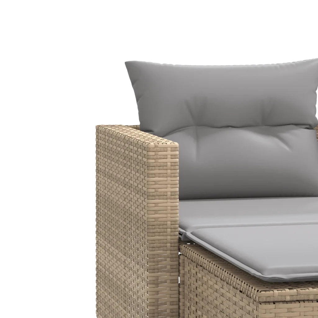 Divano da Giardino 2 Posti con Sgabelli Beige in Polyrattan 365795