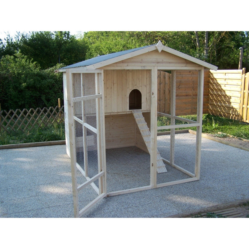 Pollaio da giardino XXL in legno 175x268 cm – per 6-10 galline – pareti 16 mm voliera integrata – PO1624 Foresta
