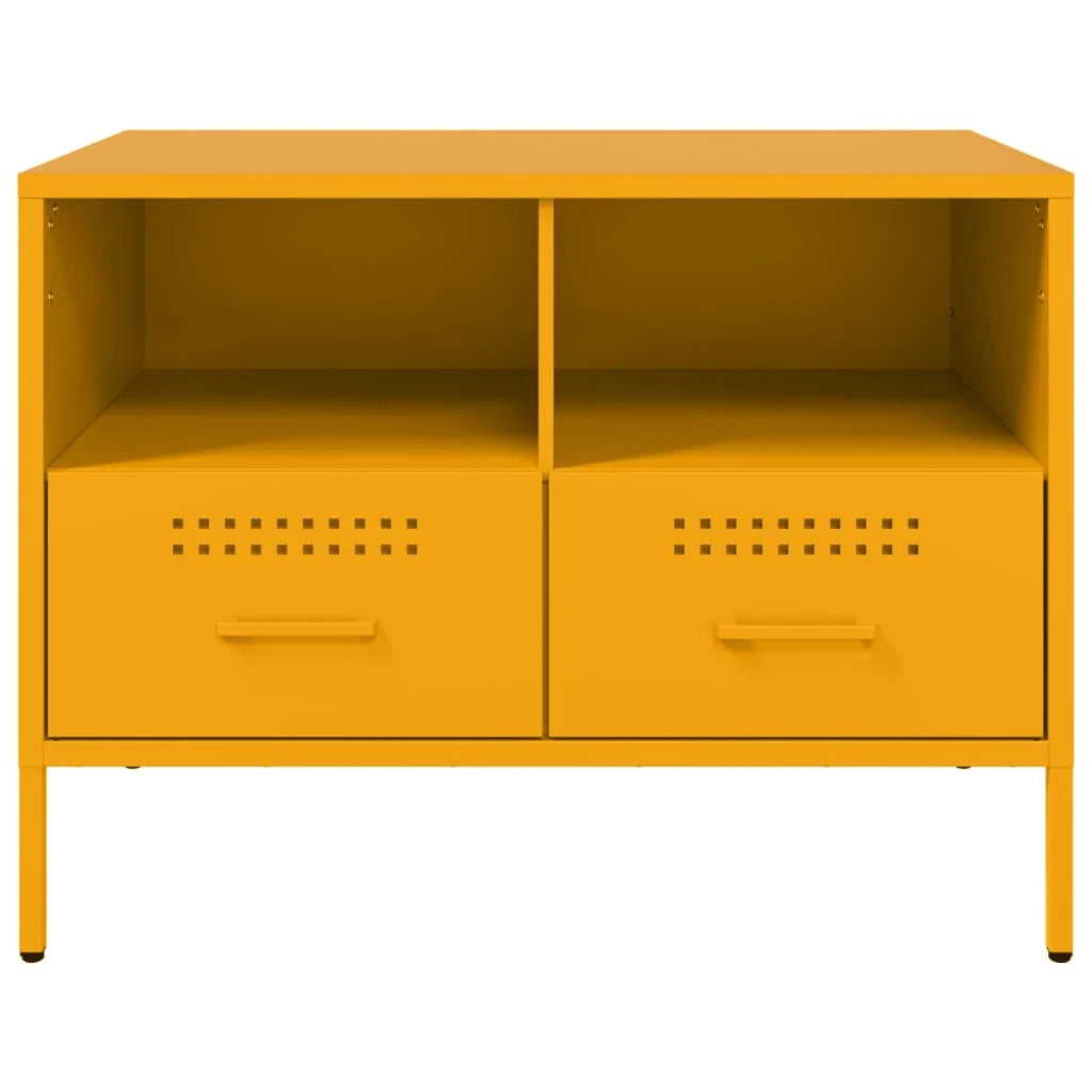 Mobile TV multimediale scaffale TV credenza mobile TV sala da pranzo soggiorno camera da letto 2 pezzi giallo senape 68 x 39 x 50,5 cm acciaio giallo 02_0028634