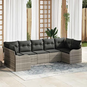 Set Divano da Giardino 7 pcs Grigio chiaro Poly Rattan 3345852