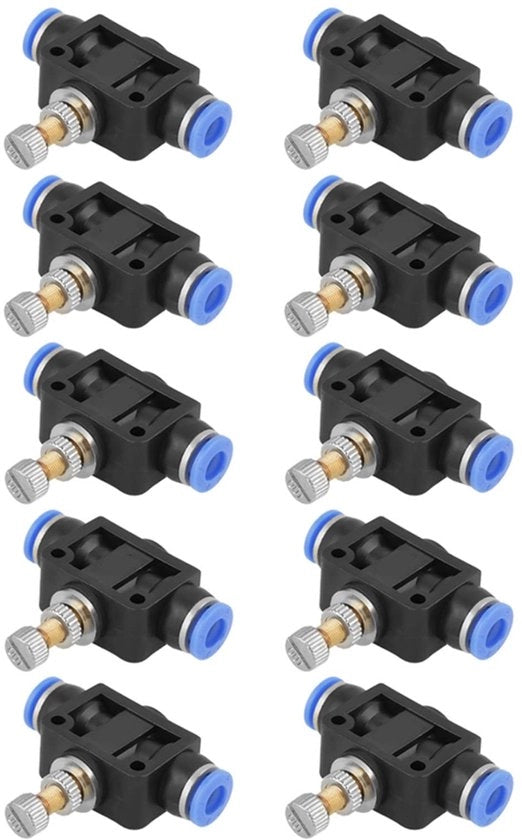 Regolatore di flusso d'aria 10 pezzi - Connesione rapida pneumatica - Apparecchiature di automazione - Resistente al calore 0-60 °C - Diametro 6 mm - Duraturo e affidabile - Valvola pneumatica