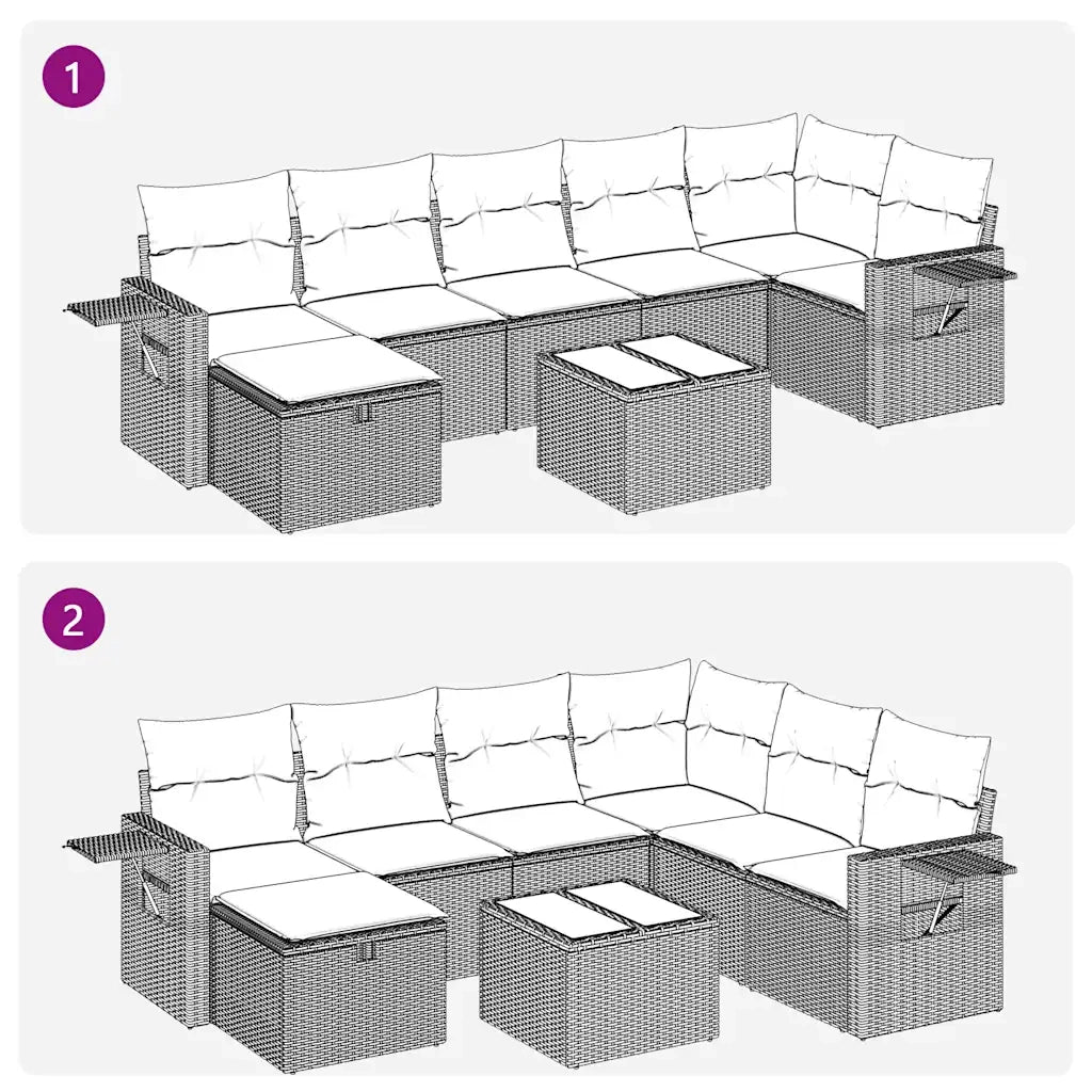 Set Divano da Giardino 8pz con Cuscini Grigio Chiaro Polyrattan 3325518