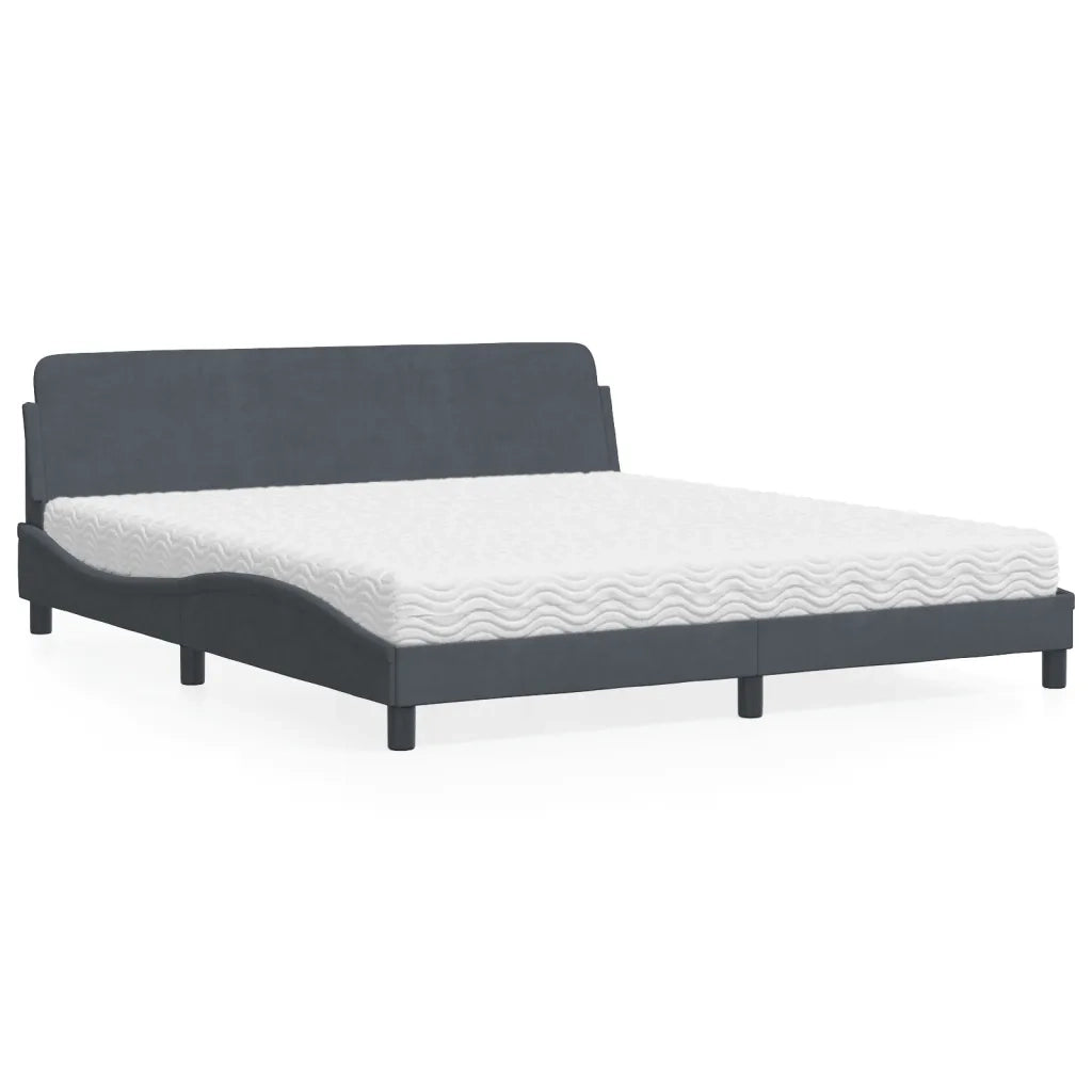 Letto con Materasso Dover Grigio Scuro 180x200 cm in Velluto
