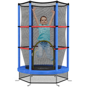 Tappeto Elastico per Bambini 3-6 Anni Ø140x190 cm con Rete di Protezione Blu e Nero