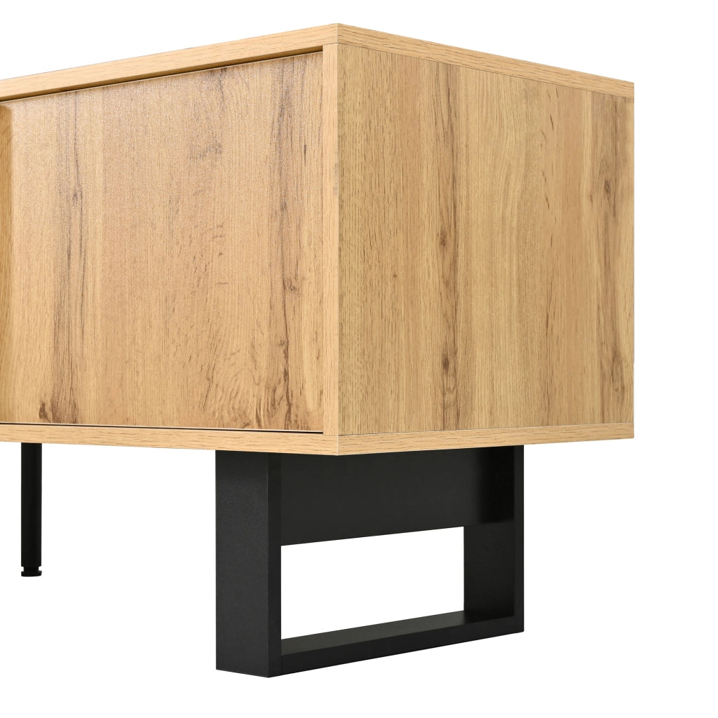 Mobile TV con 3 ante e 2 vani aperti; passacavi - per soggiorno - 160×40×50 cm - naturale
