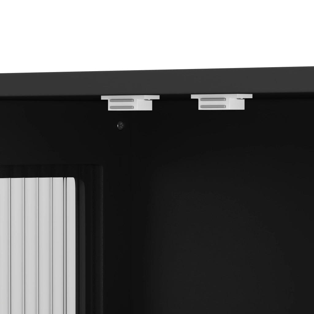 Armadietto da bagno pensile con ante e vano aperto in MDF e vetro temperato nero 88 × 26 × 82,5 cm