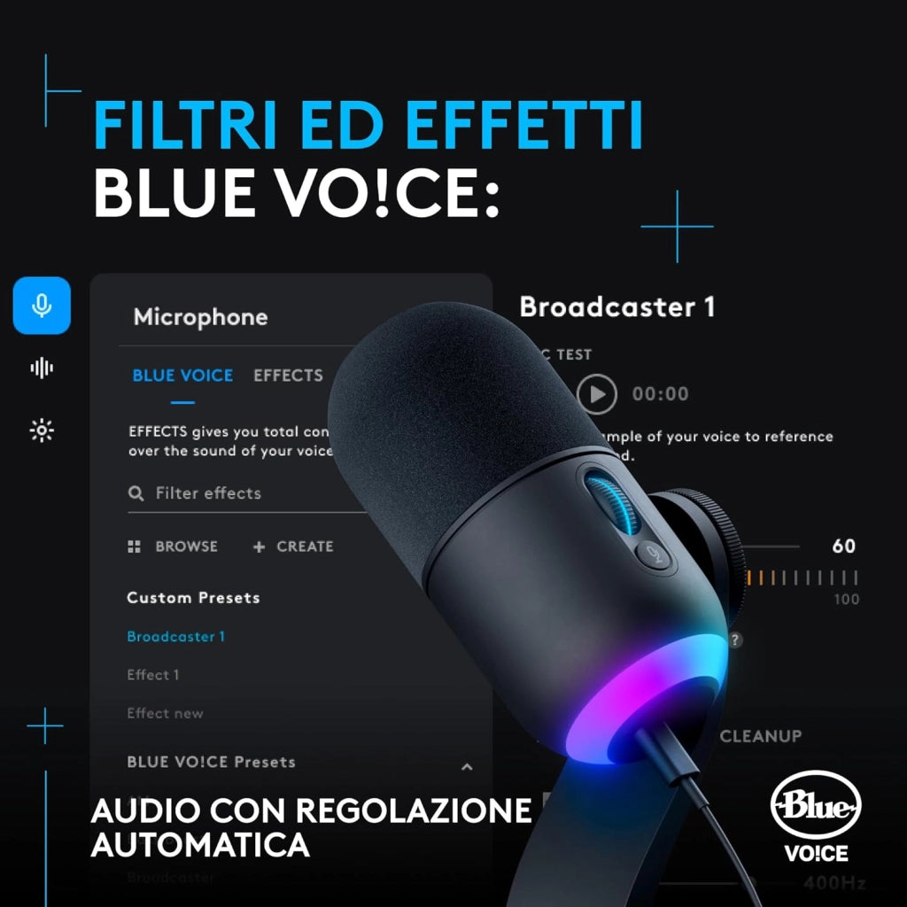 Logitech G Yeti GX Dynamic Microfono a condensatore RGB per gaming con LIGHTSYNC, microfono USB per streaming, supercardioide, Plug and Play USB per PC/Mac - Nero