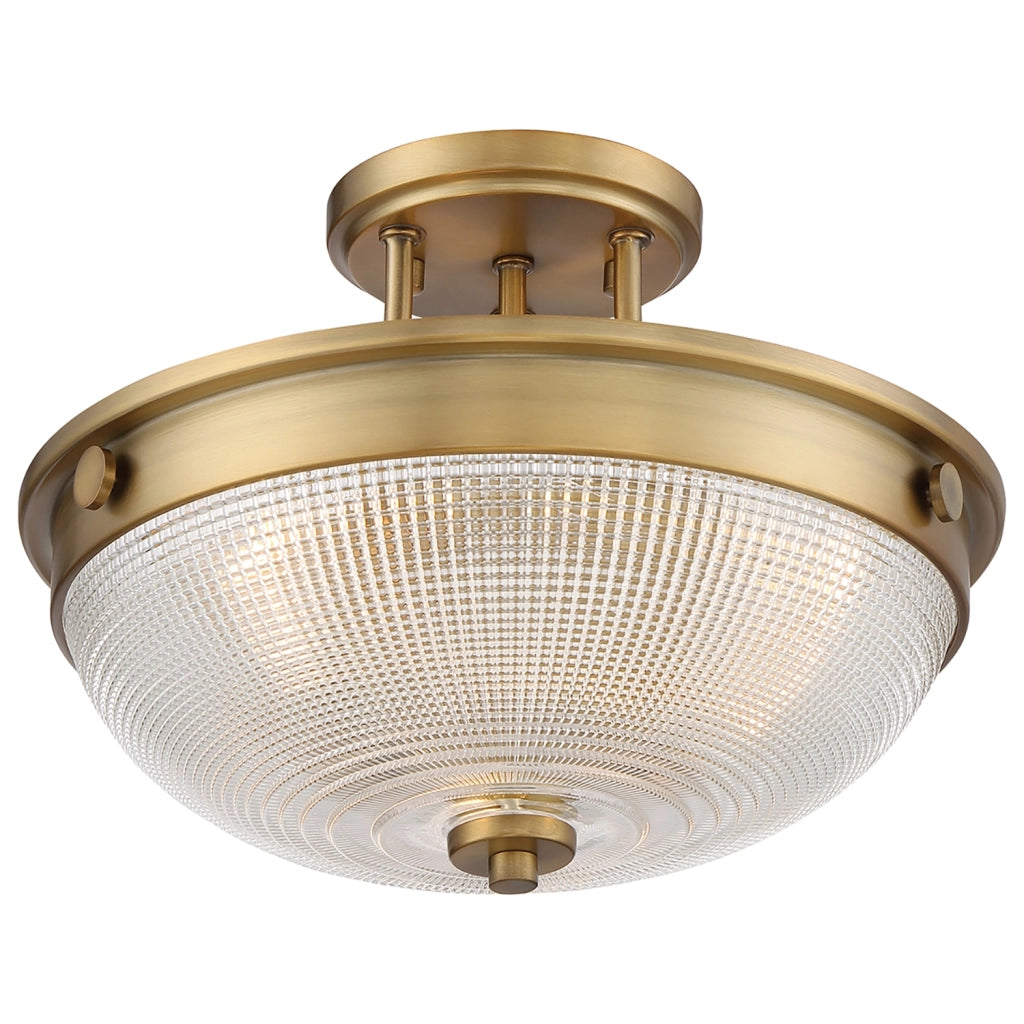 Lampada A Soffitto Contemporanea Mantle Vetro Ottone Anticato 2 Luci E27