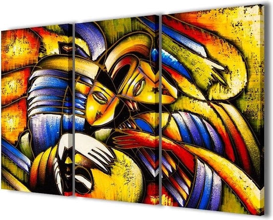Dipinto astratto 009 Moderno - 3 pannelli - Pronto da appendere - 90 x 60 cm