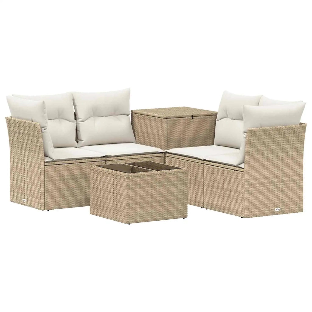 Set di divani 6 pz Beige e Bianco Crema 3447358
