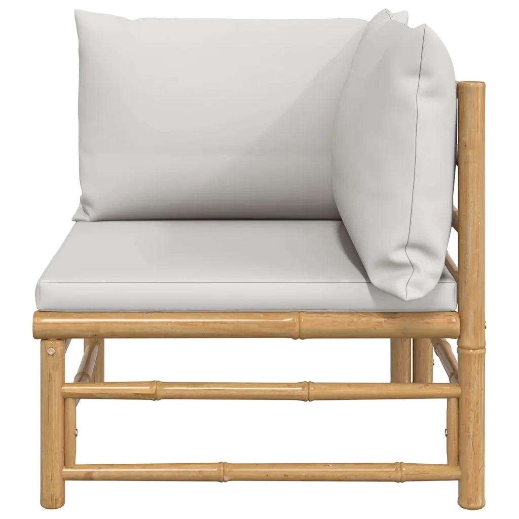 Divano Angolare da Giardino con Cuscini-Sofa da Giardino-Divanetto da esterno Grigio Chiaro Bamb¨´
