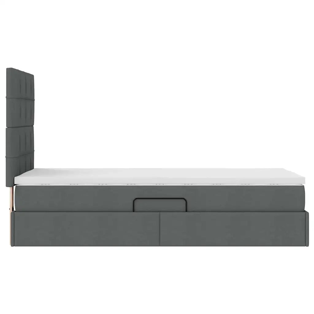 Letto con contenitore e materasso Grigio scuro 90 x 190 cm