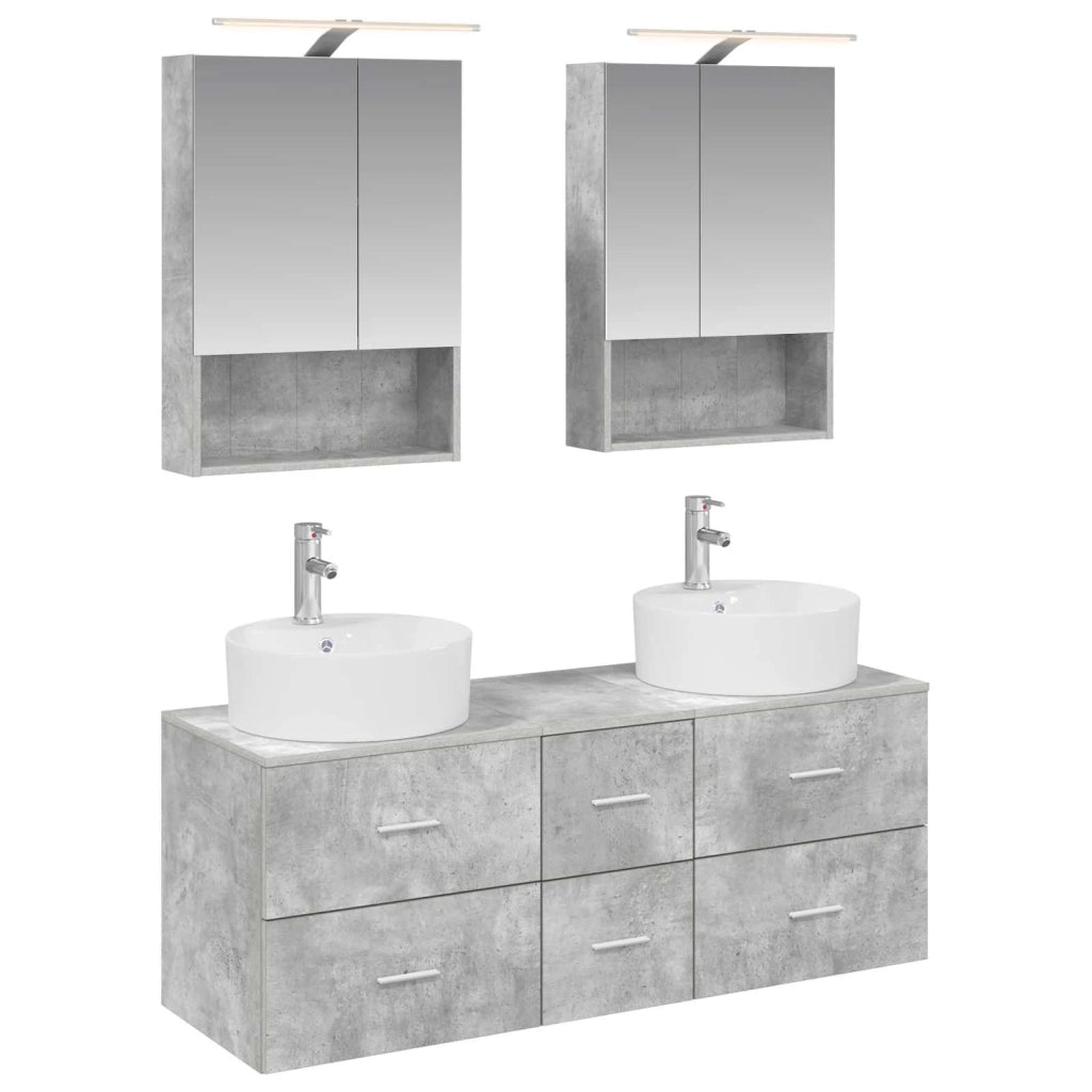 Set di mobili per il bagno 5 pcs Grigio Cemento 3406922