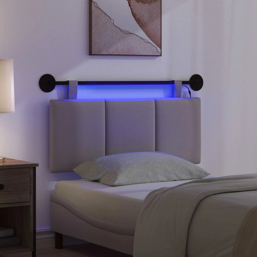 Testiera sospesa Con luce LED Tortora Tessuto