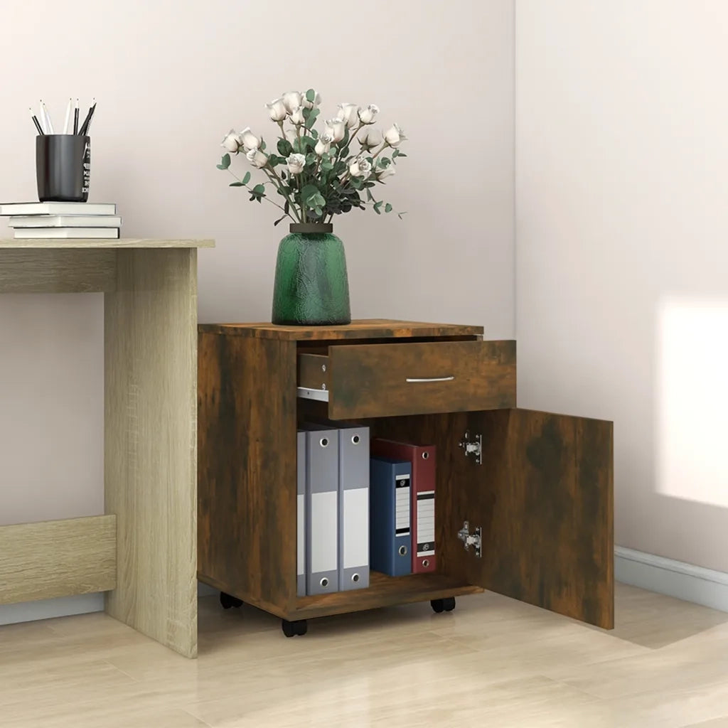 Armadietto con Ruote Rovere Fumo 45x38x54 cm Legno Multistrato cod mxl 40638