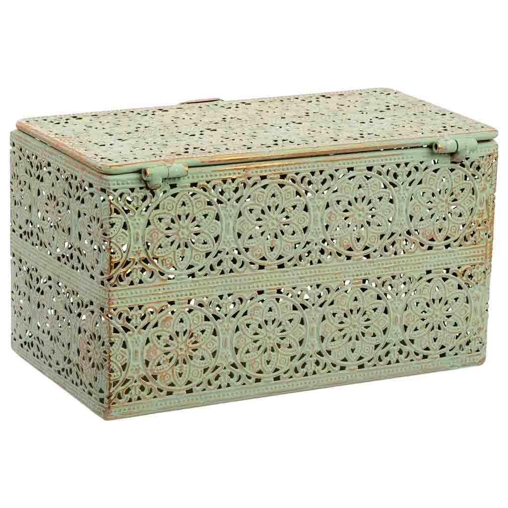 Scatola in metallo verde 20.5x12.5x11.5h cmh cm
