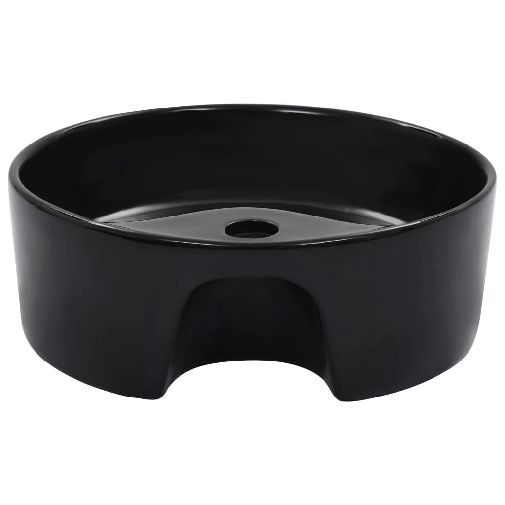 Lavabo con troppopieno lavabo da appoggio interno bagno cabina doccia cabina WC 36 x 13 cm ceramica nero 02_0002621