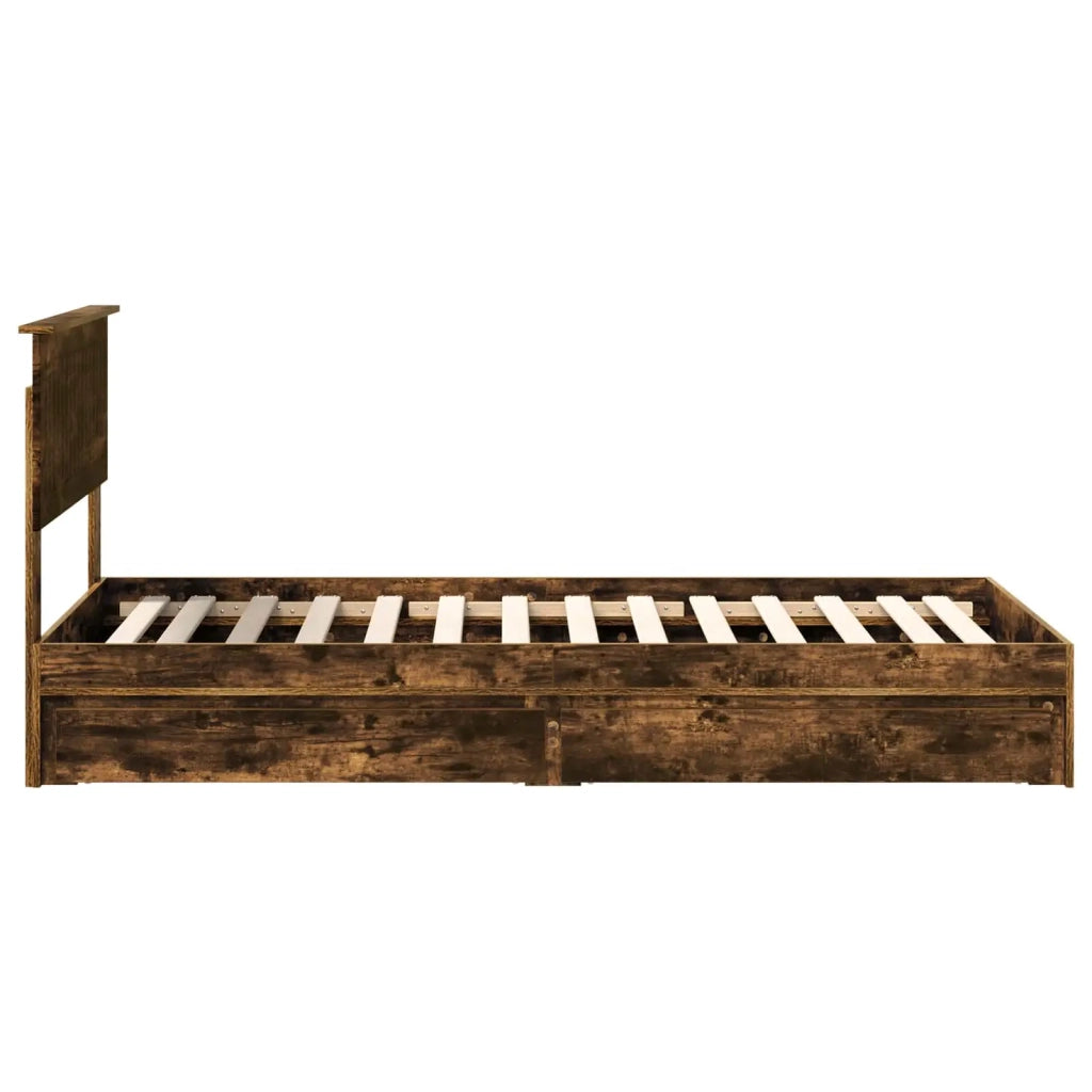 Letto con Contenitore Rovere fumé 90 x 190 cm Legno multistrato
