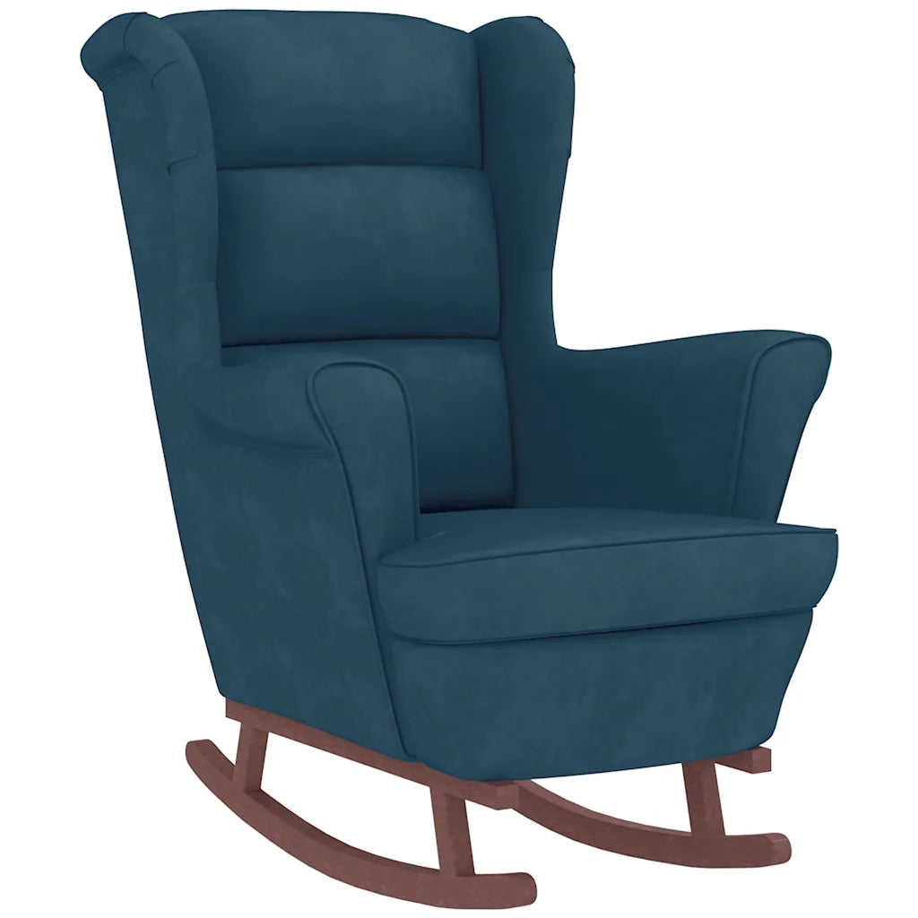 Sedia a dondolo con schienale alto in velluto blu 3121229