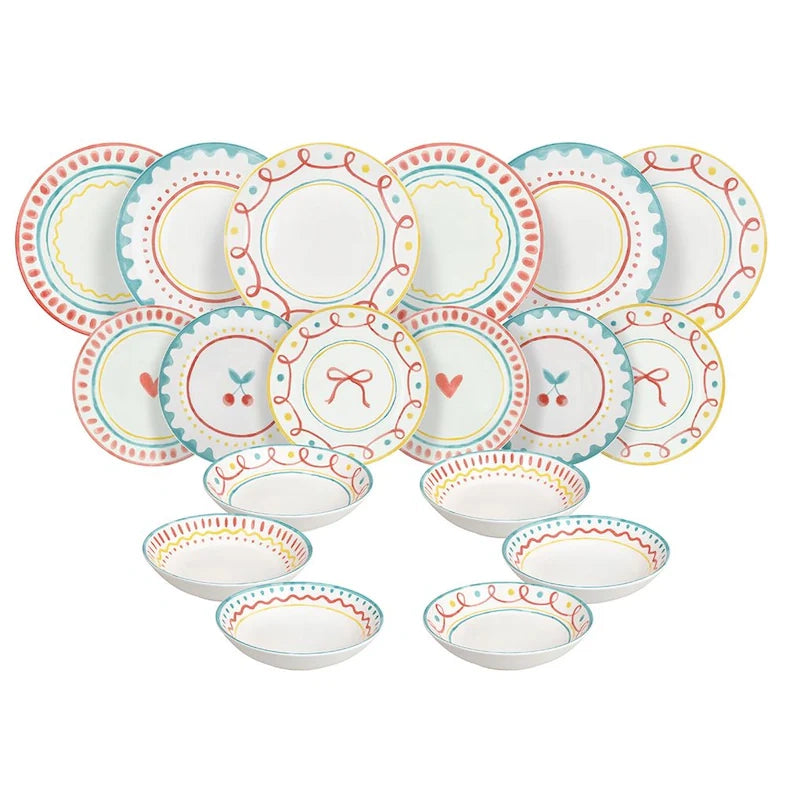 Servizio piatti 18 pezzi Cherry Pop Multicolor