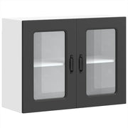 Pensile da cucina dal design moderno con vano contenitore 80 x 31 x 60 cm in legno composito nero 02_0050013
