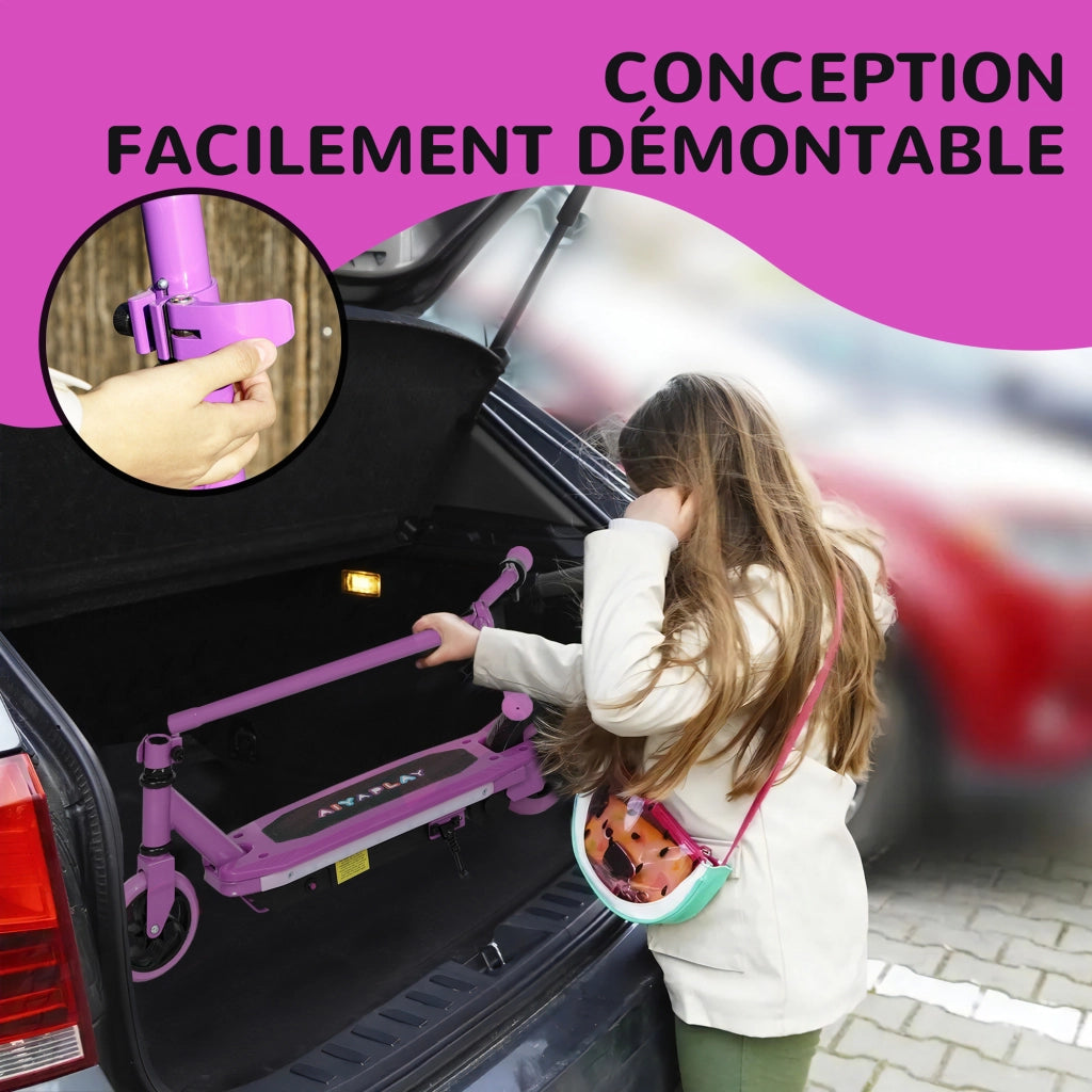 Monopattino Elettrico per Bambini ¨C zephmum ¨C Viola, 6-14 Anni, 10 km/h, Luci LED