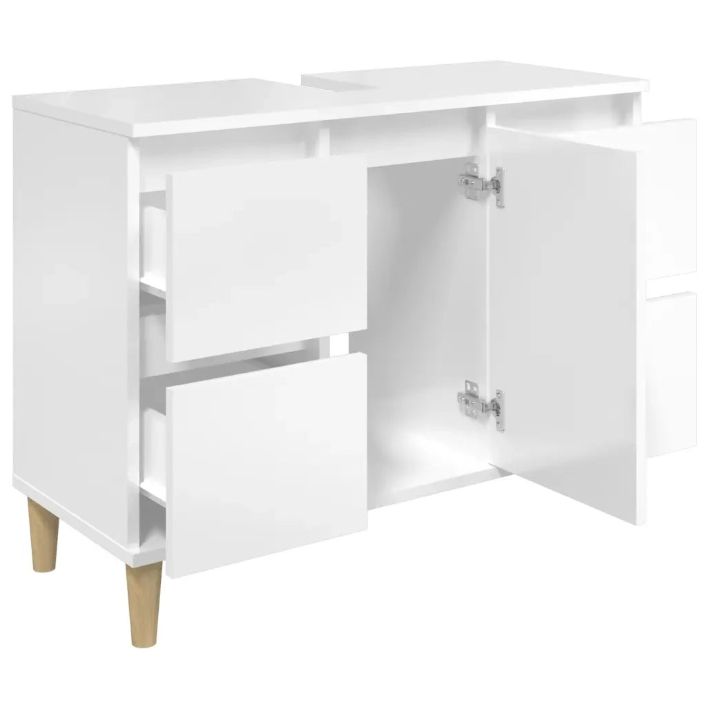 Mobile Lavabo Bianco Lucido 80x33x60 cm in Legno Multistrato 821270