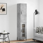 Credenza-Buffet-Armadio da cucina Grigio Cemento 34,5x34x180 cm in Legno Multistrato 166827