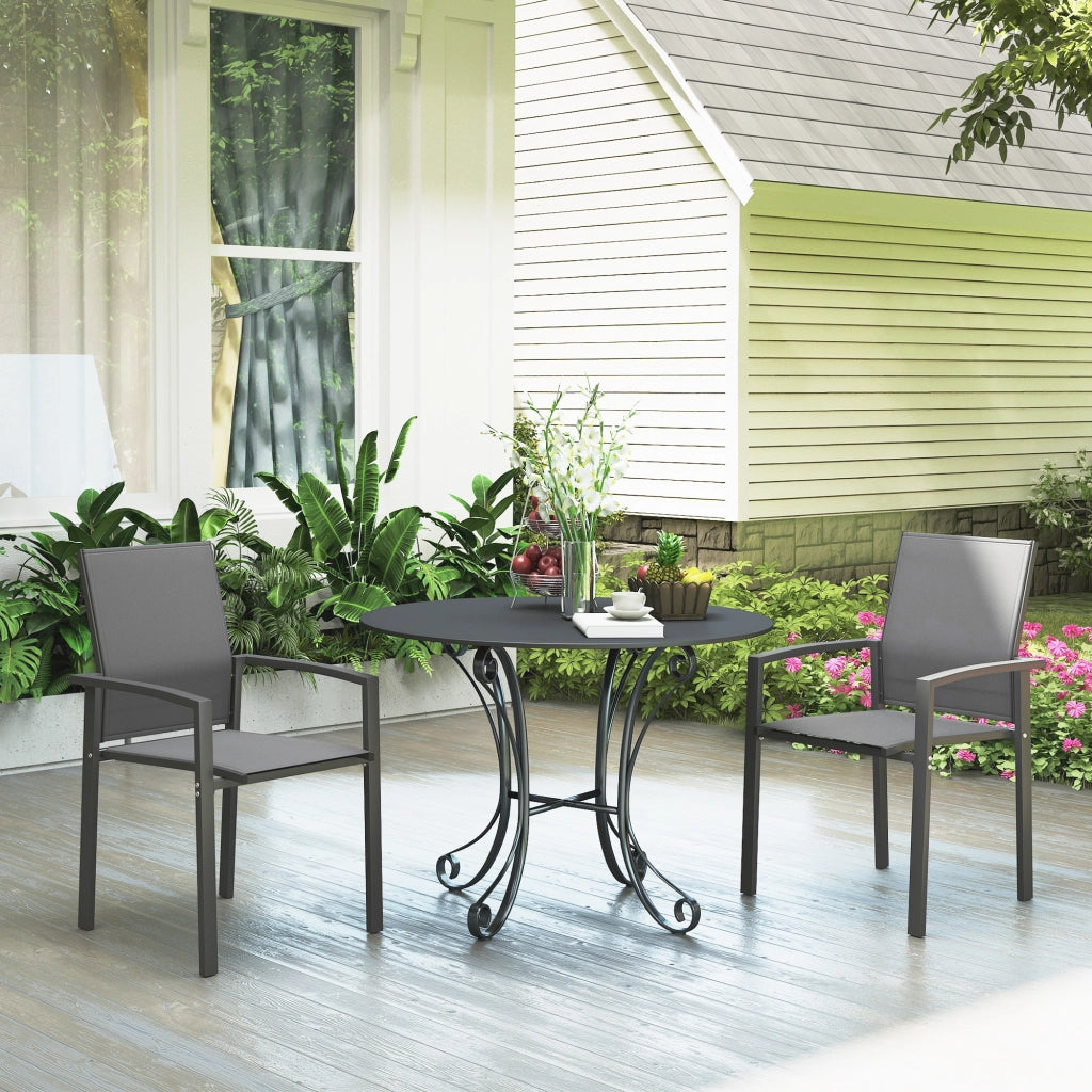 Sedia da giardino impilabile ¨C zephmum ¨C 2 pezzi grigio scuro 56x58x89 cm