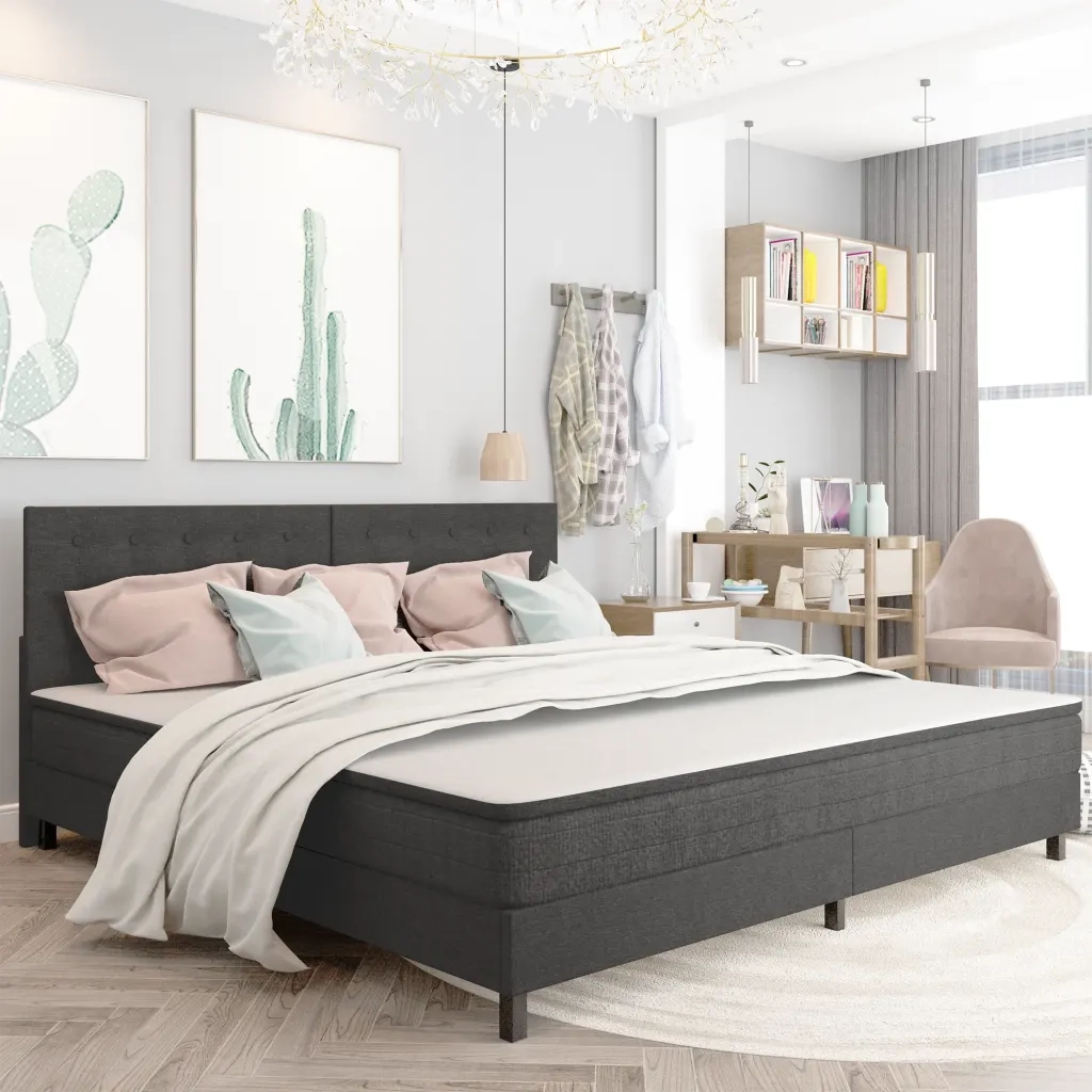 Testiera | Testata Letto Trapuntata Grigio Scuro in Tessuto 200x200 cm