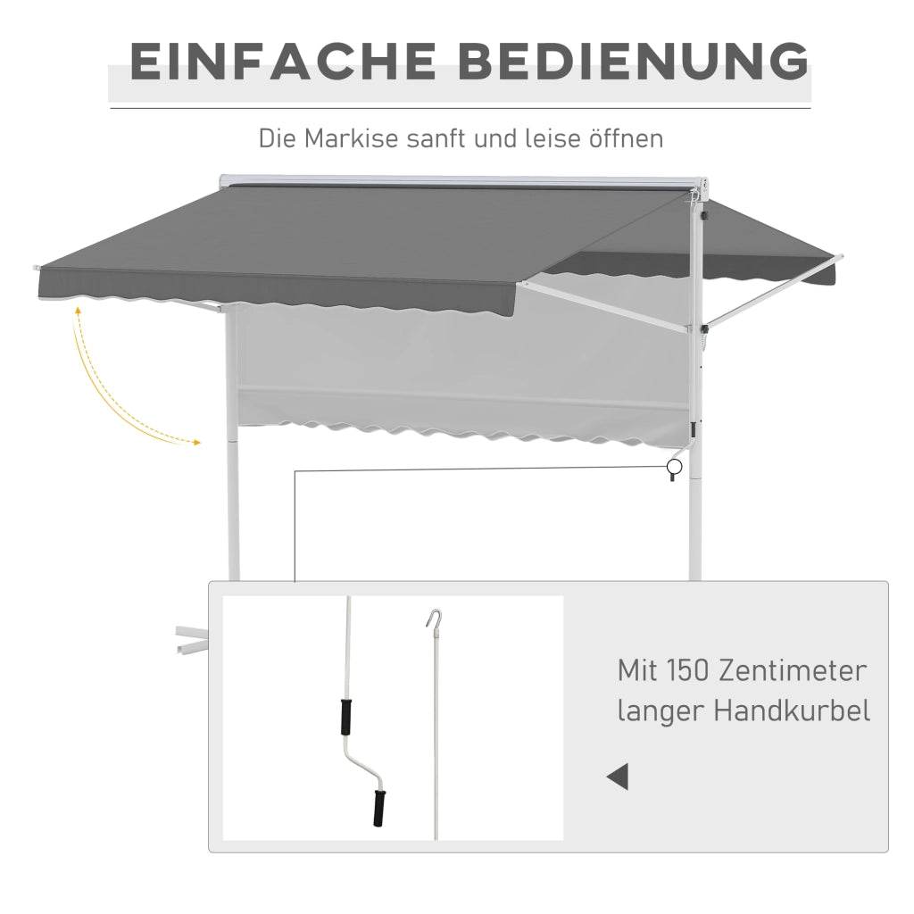 Tenda da sole con manovella per giardino e terrazza ¨C Xylo ¨C grigio 3x3m