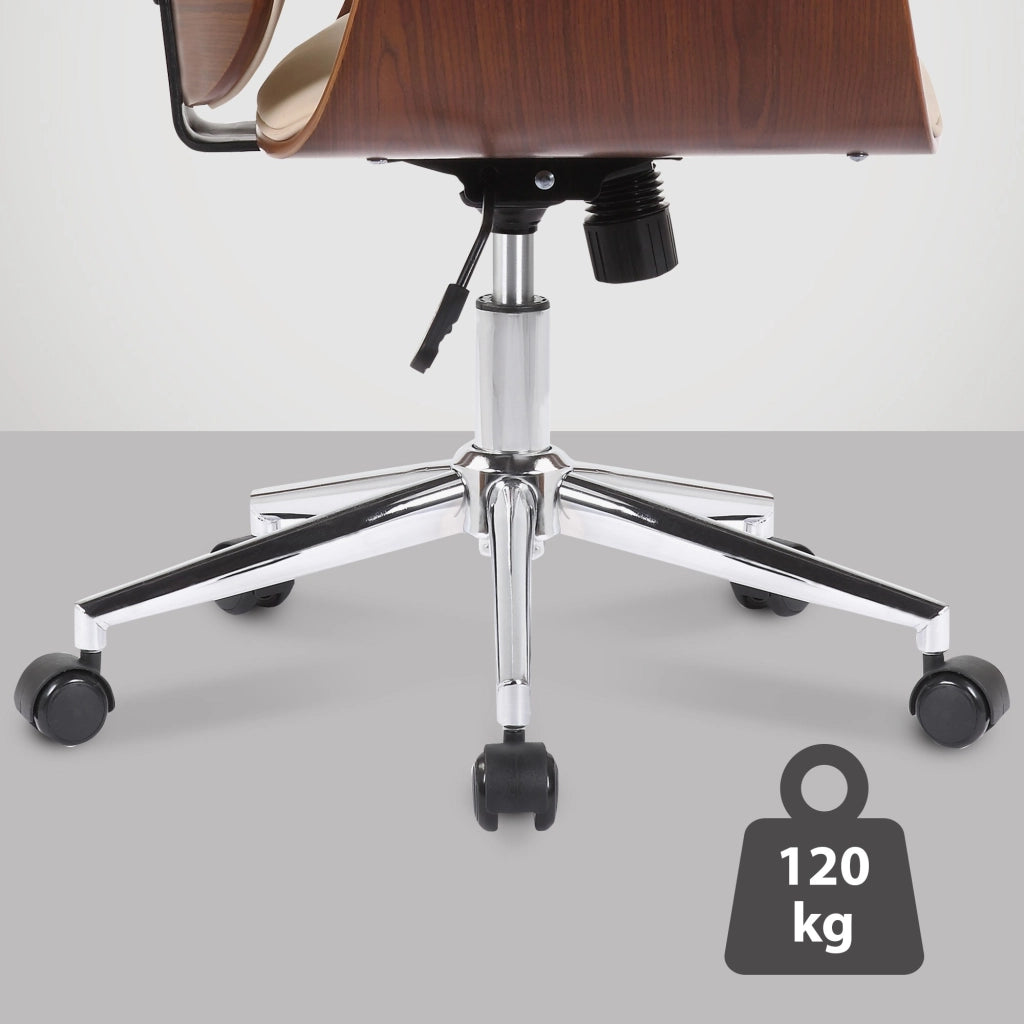 Sedia ufficio Kemberg in similpelle Noce/crema