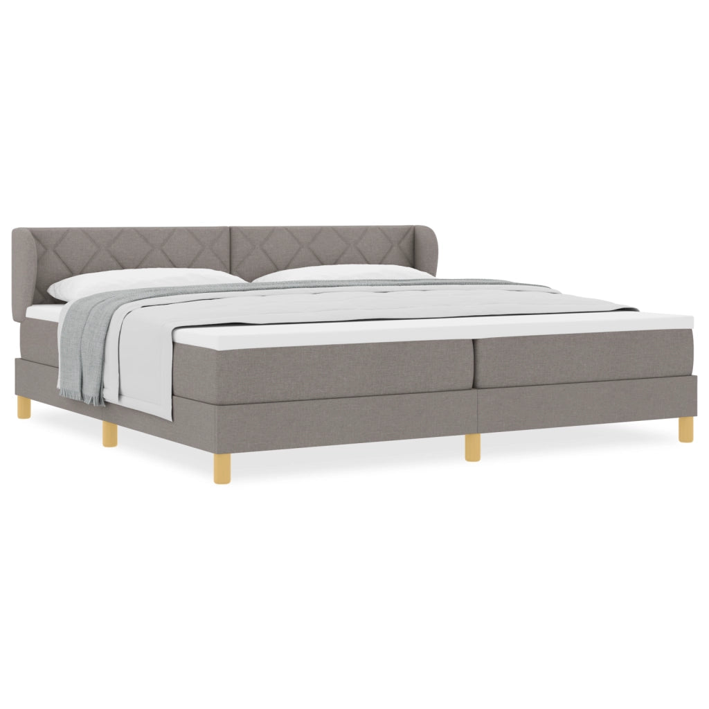 Letto a Molle  con Materasso in Tortora, 200x200 cm, Tessuto