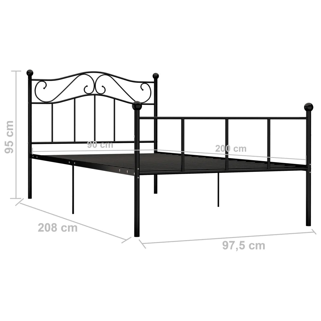 Giroletto-Struttura Letto Nero in Metallo 90x200 cm 314615