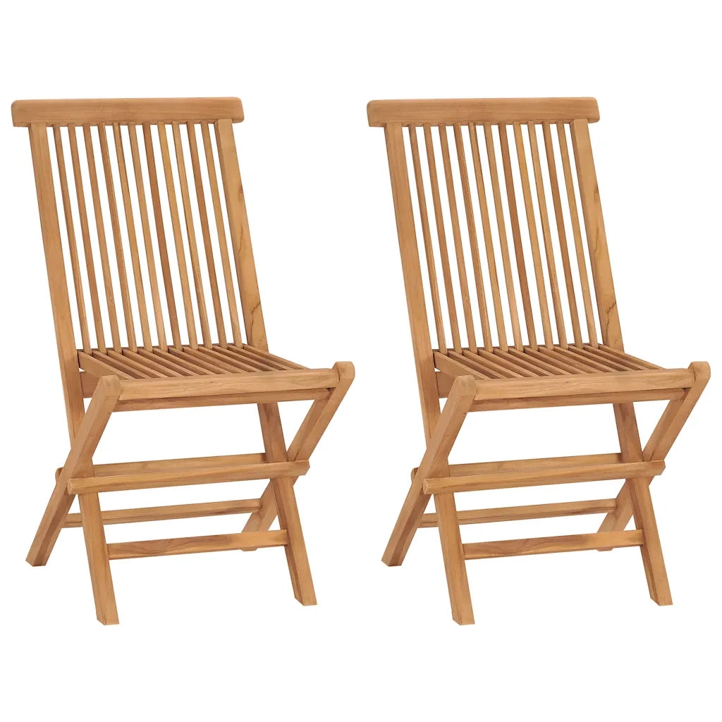 Sedie da Giardino Pieghevoli 2 pz | Sedie da Esterno in Legno Massello di Teak