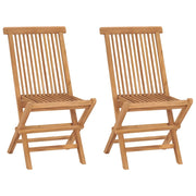 Sedie da Giardino Pieghevoli 2 pz | Sedie da Esterno in Legno Massello di Teak