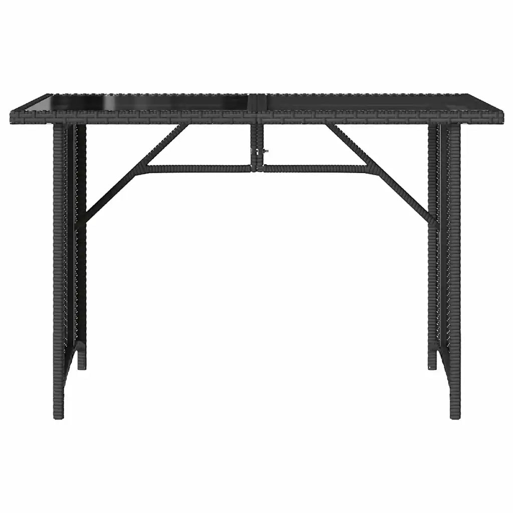 Tavolo da Giardino Piano in Vetro Nero 110x68x70 cm Polyrattan 366350