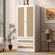 Armadio a due ante 70 x 55 x 170 cm con 2 cassetti e vano interno; bianco