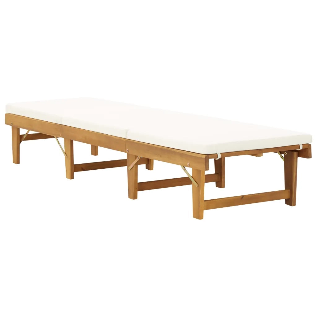 Lettino Prendisole Pieghevole con Cuscino in Massello di Acacia 46490