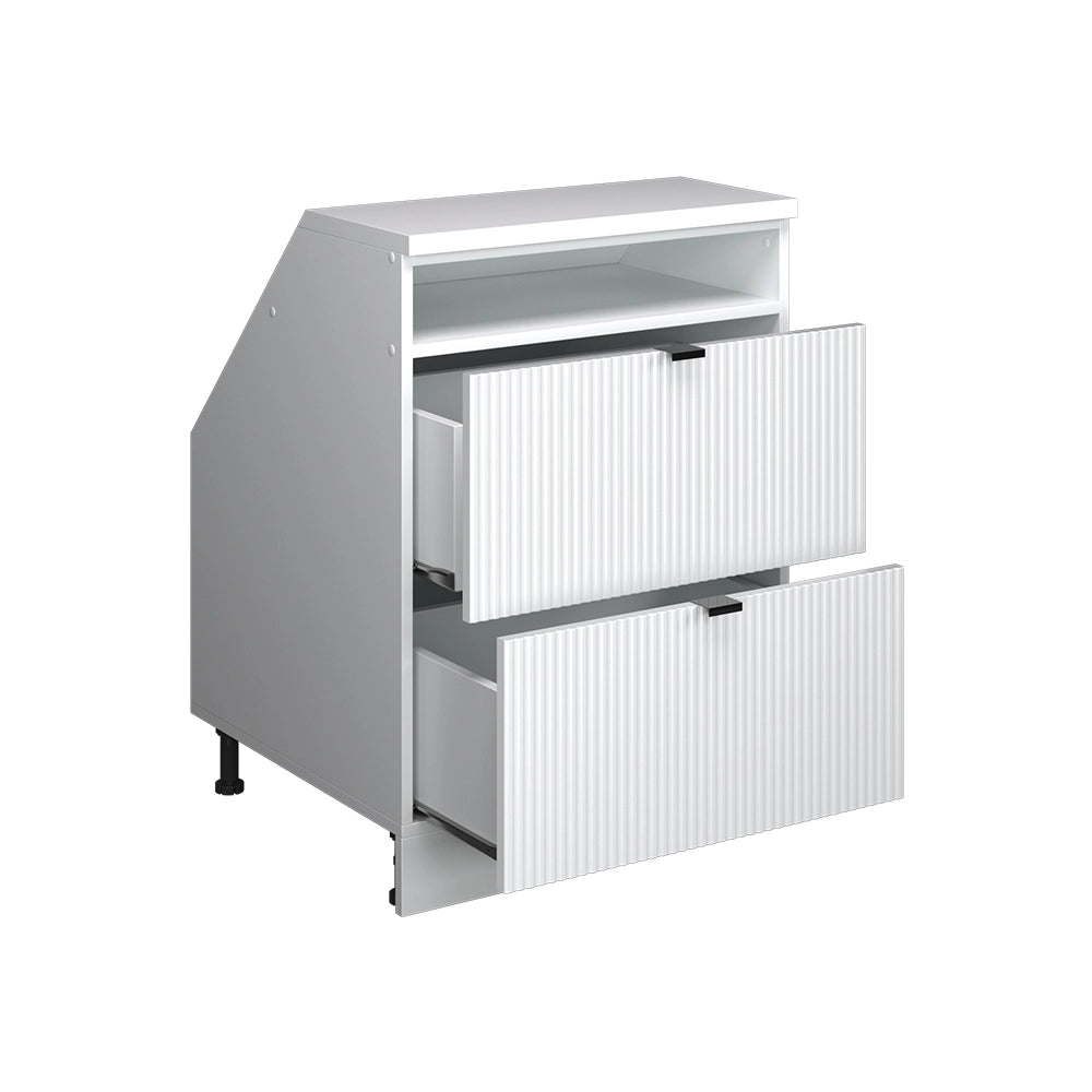 Mobile sottotetto Rion Ondulazione bianca/Bianco 60 x 83.8 cm con 2 cassetti, carcassa 60 cm profondità Vicco