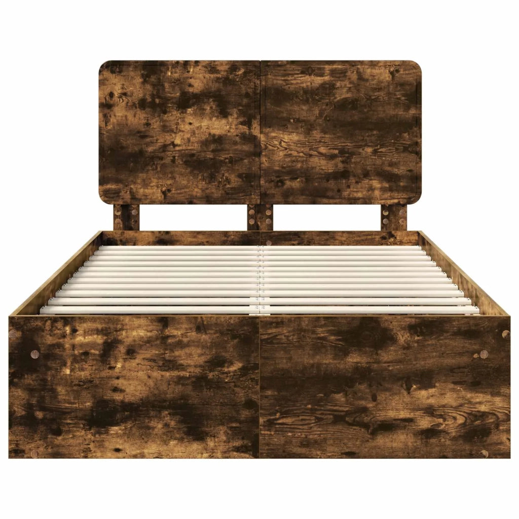 Struttura del letto Rovere fumé 135 x 190 cm Pino massello