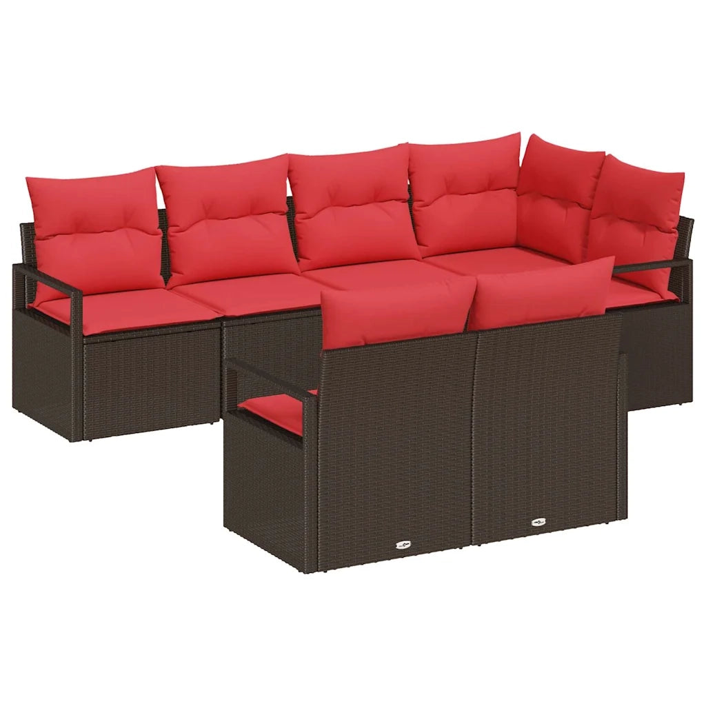 Set di divani 7 pcs Marrone polyrattan