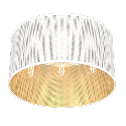 Plafoniera loft tonda bianca rete oro 3xE27 Luminex