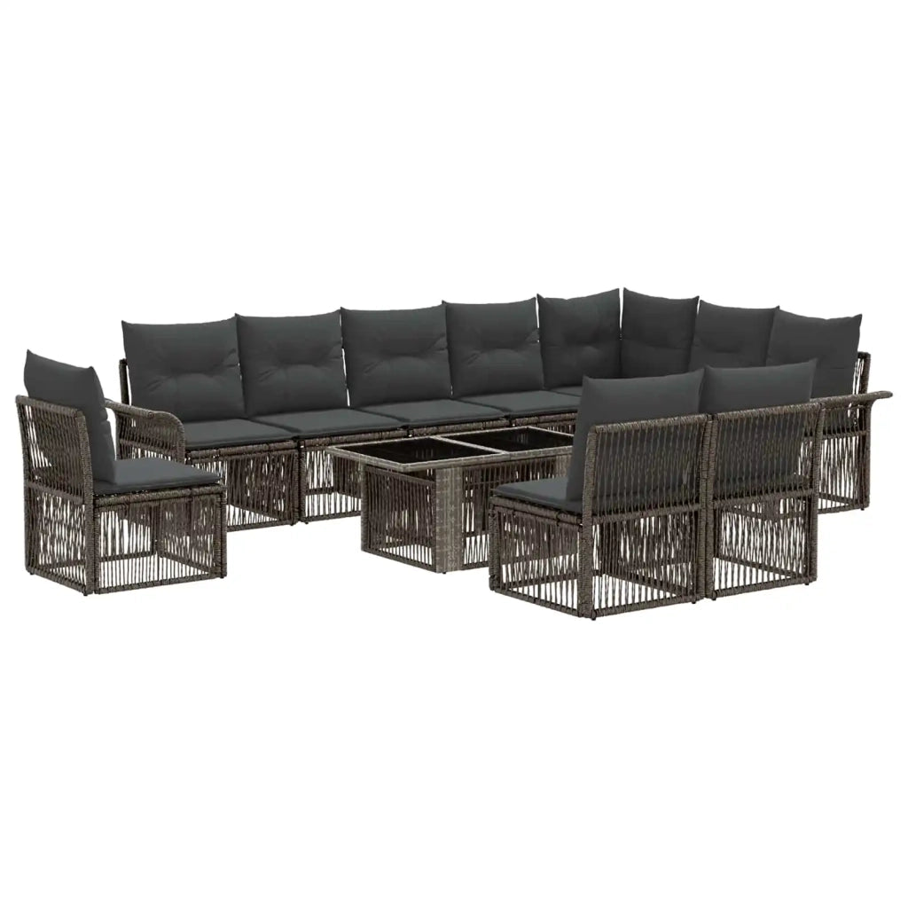Set Divano da Giardino 11 pz Grigio e Grigio Scuro polyrattan 3436652