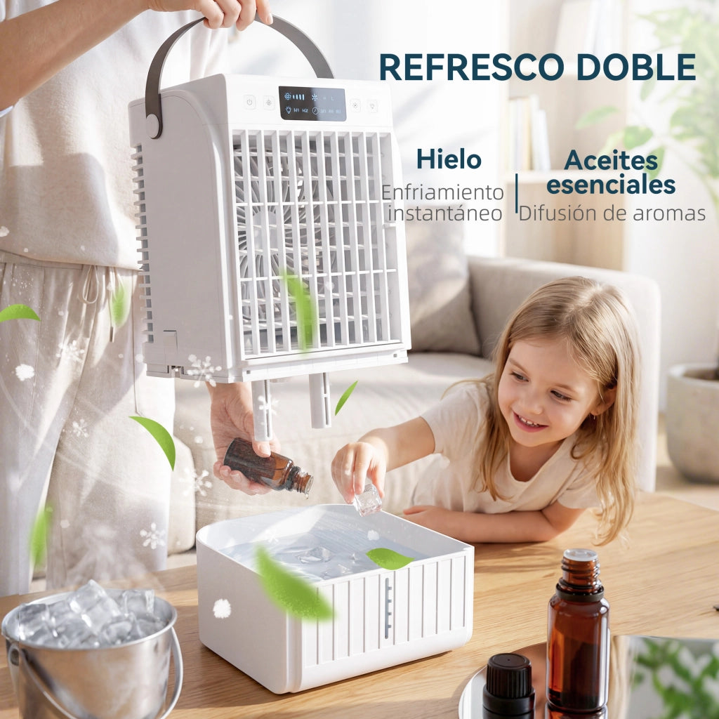 Ventilatore 4 in 1 con Nebulizzatore e Luci LED ¨C Zephmum ¨C Bianco
