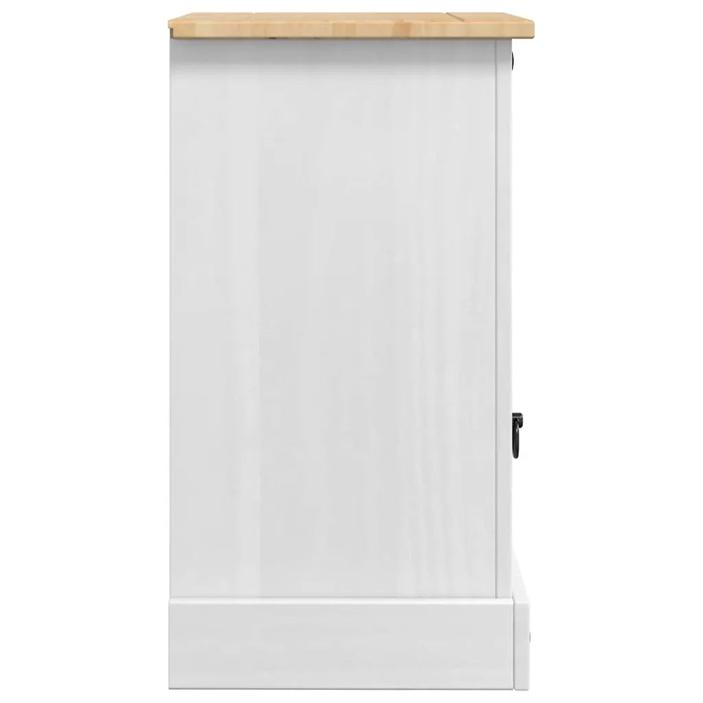 Comodino Corona Bianco 45 x 35 x 64 cm Pino massello 42021186