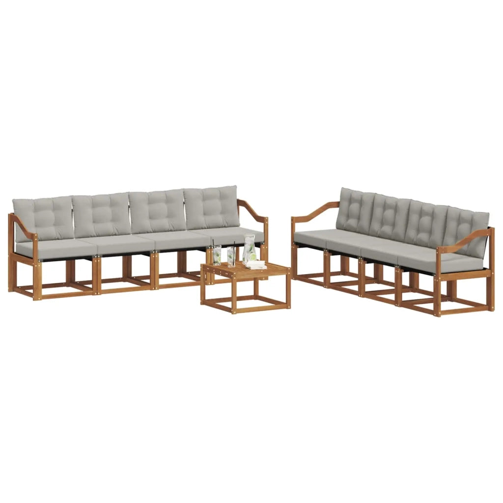Set di divani da esterno 9 pcs Grigio Naturale e Chiaro 3368530