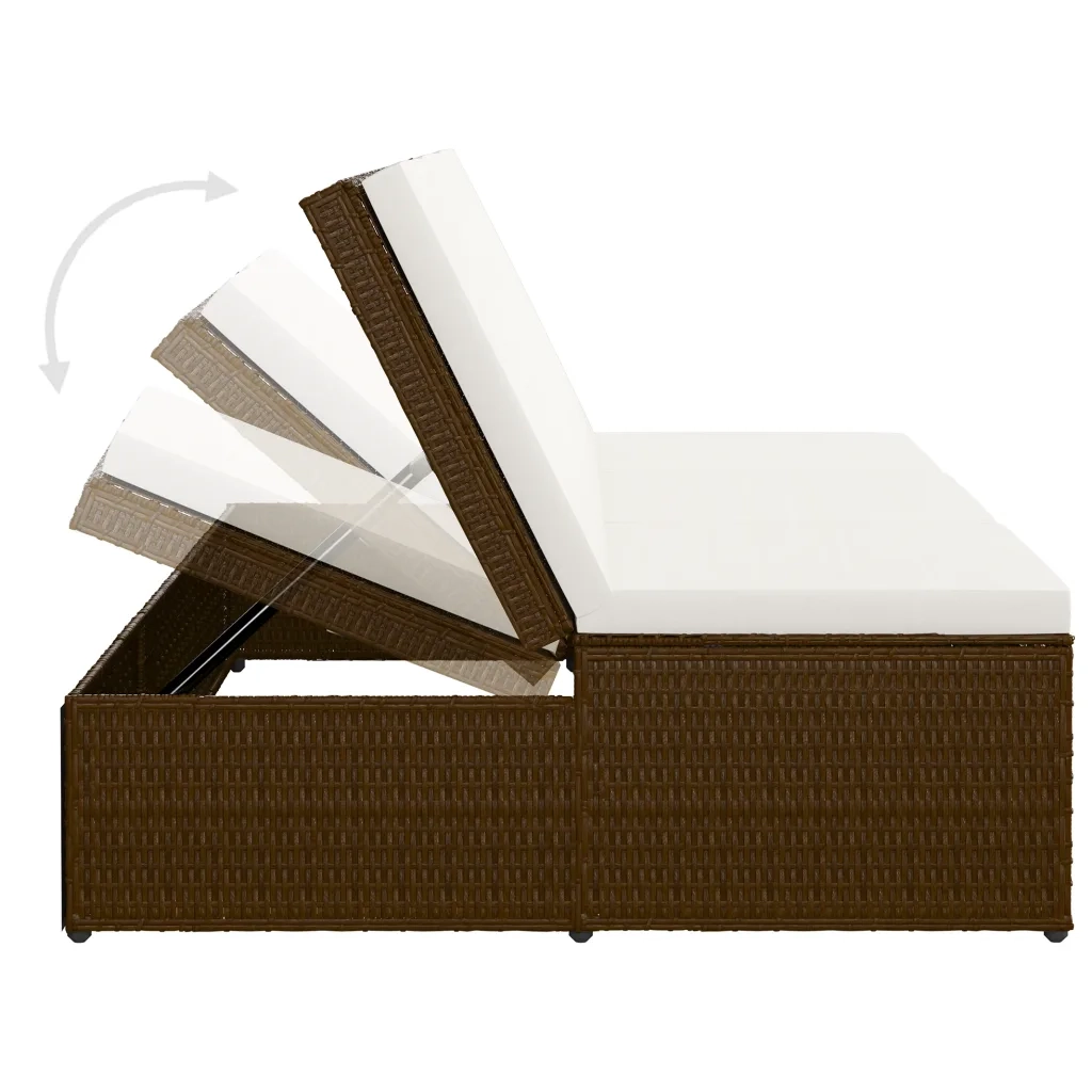 Lettino Prendisole Trasformabile con Cuscino Polyrattan Marrone cod mxl 68243