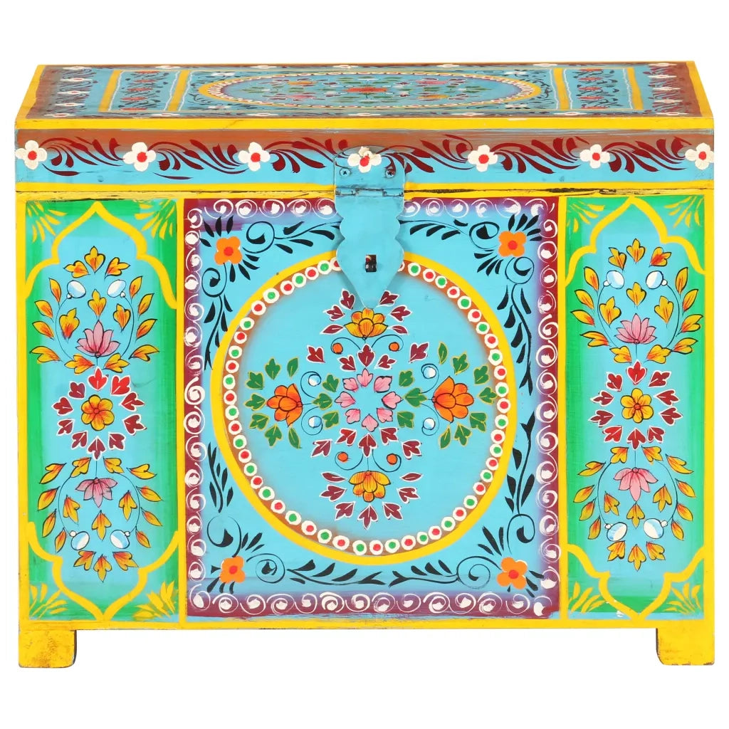 Baule Dipinto a Mano 50x40x40 cm in Legno Massello di Mango 323540